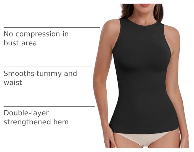 Women's Black High Halter Neck Compression Tank Top