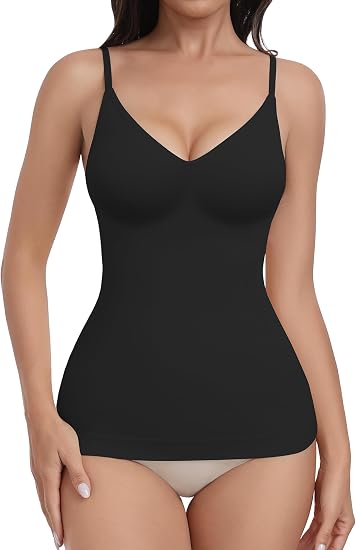 Women's Black V-Neck Compression Tank Top