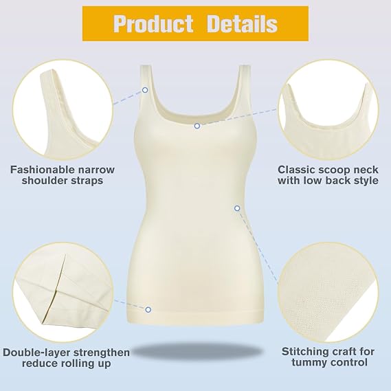 Women's Beige Scoop Neck Compression Tank Top
