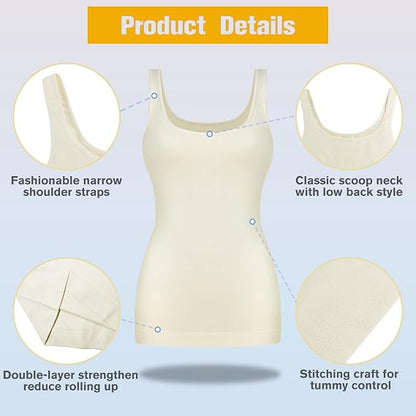 Women's Beige Scoop Neck Compression Tank Top