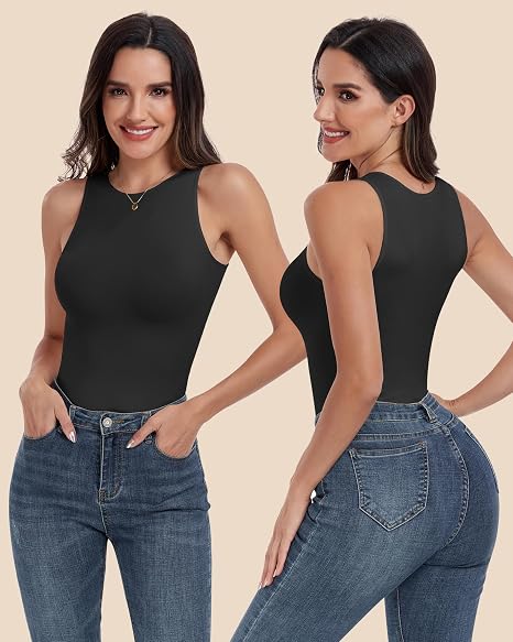 Women's Black High Halter Neck Compression Tank Top
